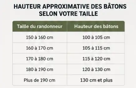 Tableau de réglage en fonction de sa taille